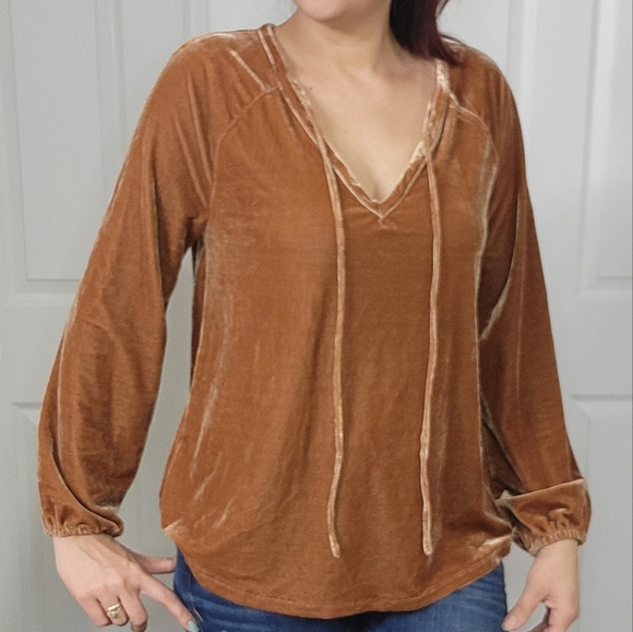 Dylan Long Sleeve Velvet Blouse/ M. - Picture 1 of 15